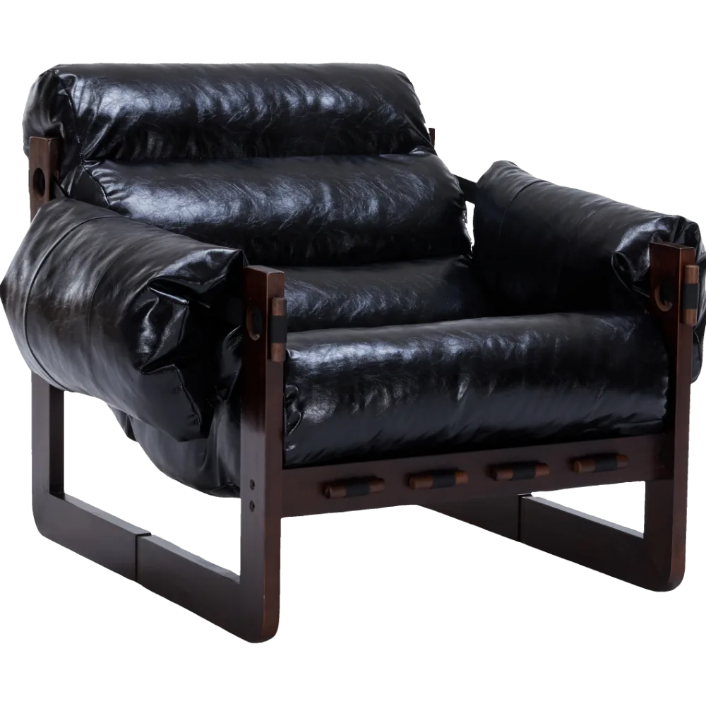 Medieval modern style lounge chair, removable armrests, vintage oil wax leather sofa chair, vintage style decorative chair, suitable for living room, study, office.Antique Black detail view 26