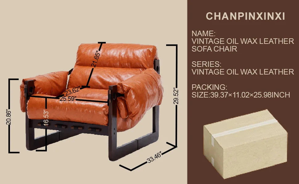 Medieval modern style lounge chair, removable armrests, vintage oil wax leather sofa chair, vintage style decorative chair, suitable for living room, study, office.Antique Black detail view 28