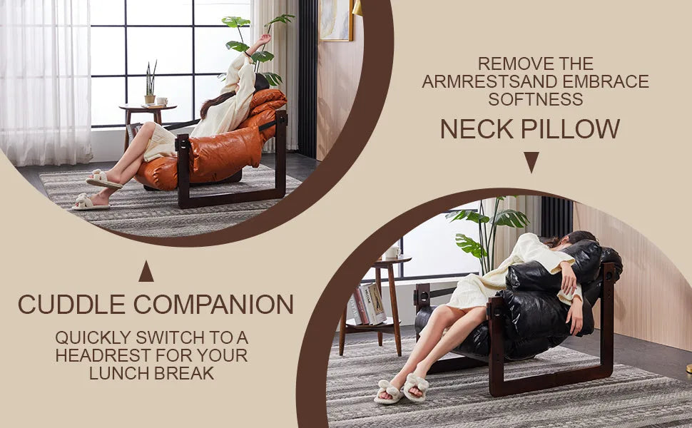 Medieval modern style lounge chair, removable armrests, vintage oil wax leather sofa chair, vintage style decorative chair, suitable for living room, study, office.Antique Black detail view 29