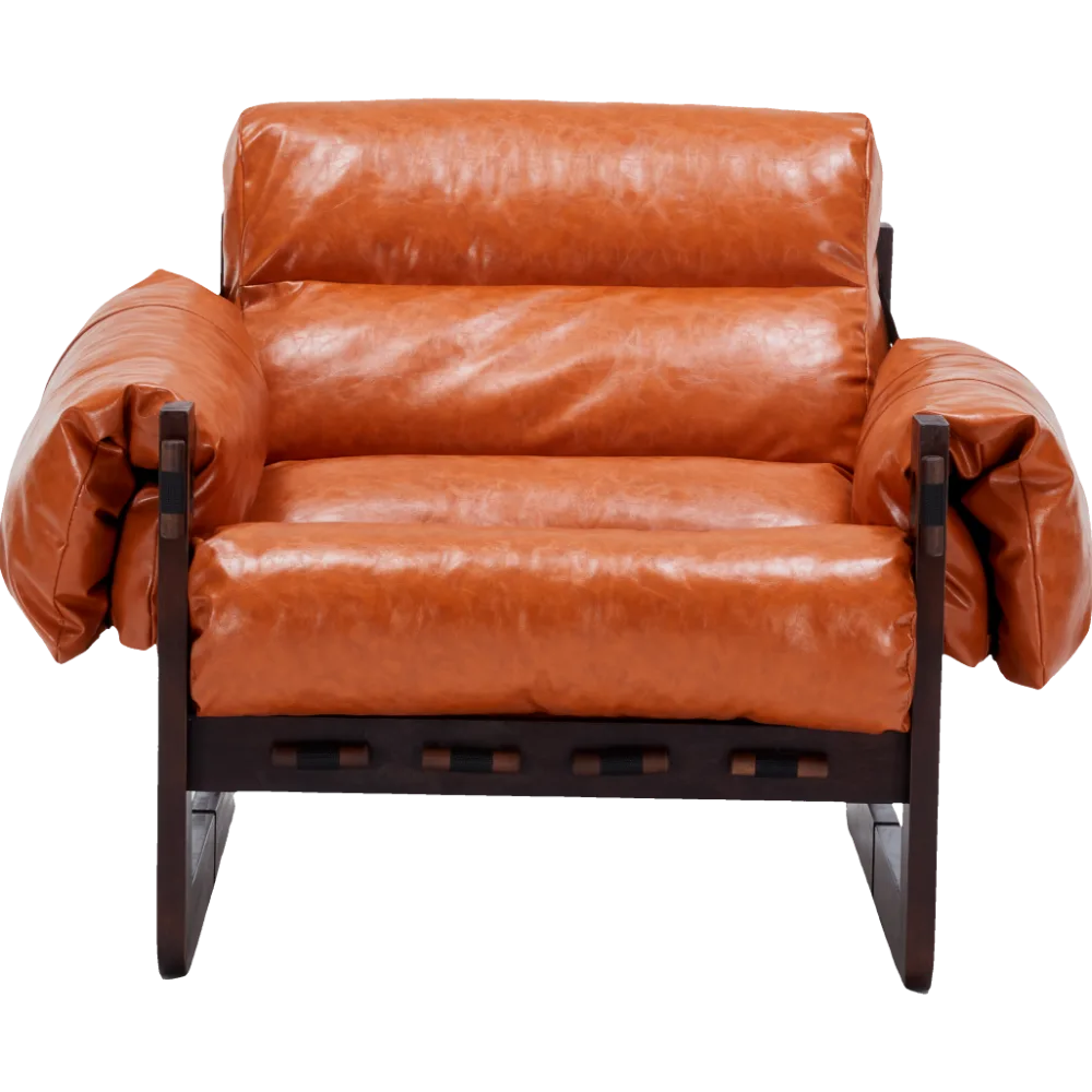 Medieval modern style lounge chair, removable armrests, vintage oil wax leather sofa chair, vintage style decorative chair, suitable for living room, study, office.Antique Black detail view 58