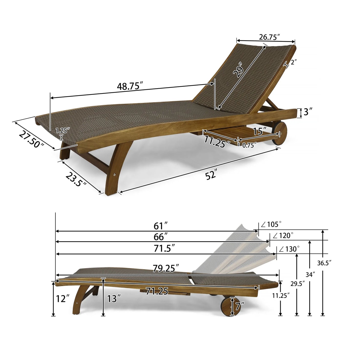 BANZAI CHAISE LOUNGE WITH PULL-OUT TRAY [SET OF 2 PCS] detail view 5