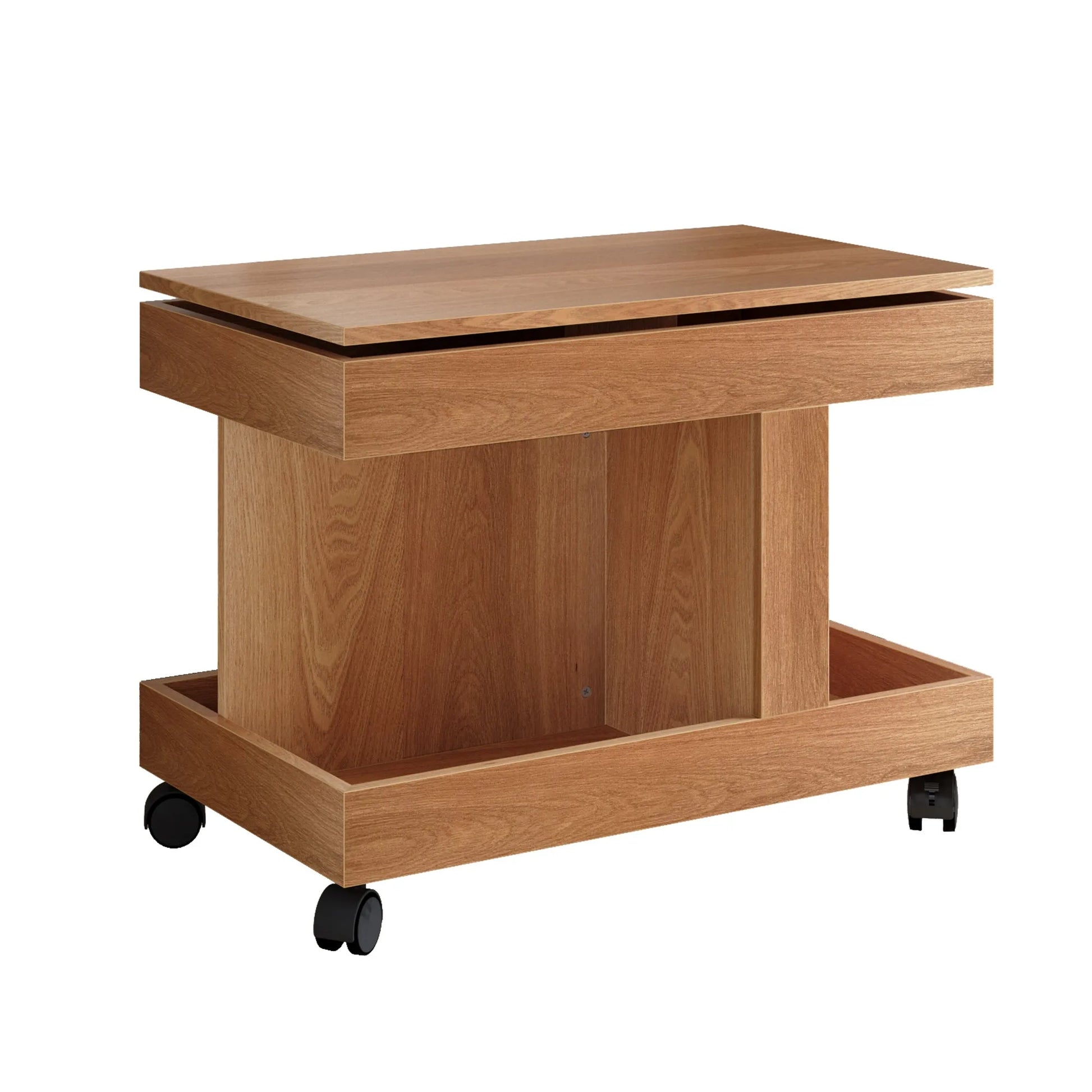 Small Coffee Table with Wheels, 360° Rotating Desktop Multi-Functional Side Table, Rolling End Table with Storage Compartment, Mobile Bedside Table for Living Room Bedroom Home Furniture, Walnut detail view 32