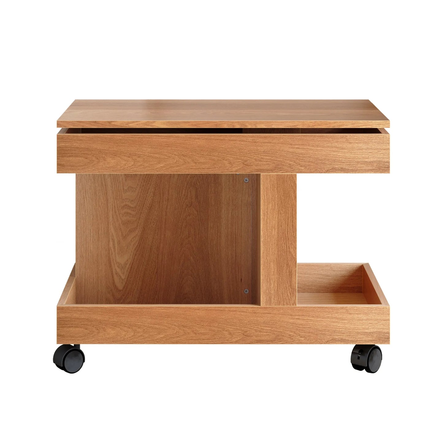 Small Coffee Table with Wheels, 360° Rotating Desktop Multi-Functional Side Table, Rolling End Table with Storage Compartment, Mobile Bedside Table for Living Room Bedroom Home Furniture, Walnut detail view 33