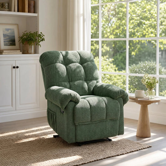Manual Recliner, Living Room Seating, Reading Chair, Padded Footrest, Home Theater Seating, Ergonomic Lounge Chair, Soft Fabric Recliner lifestyle view