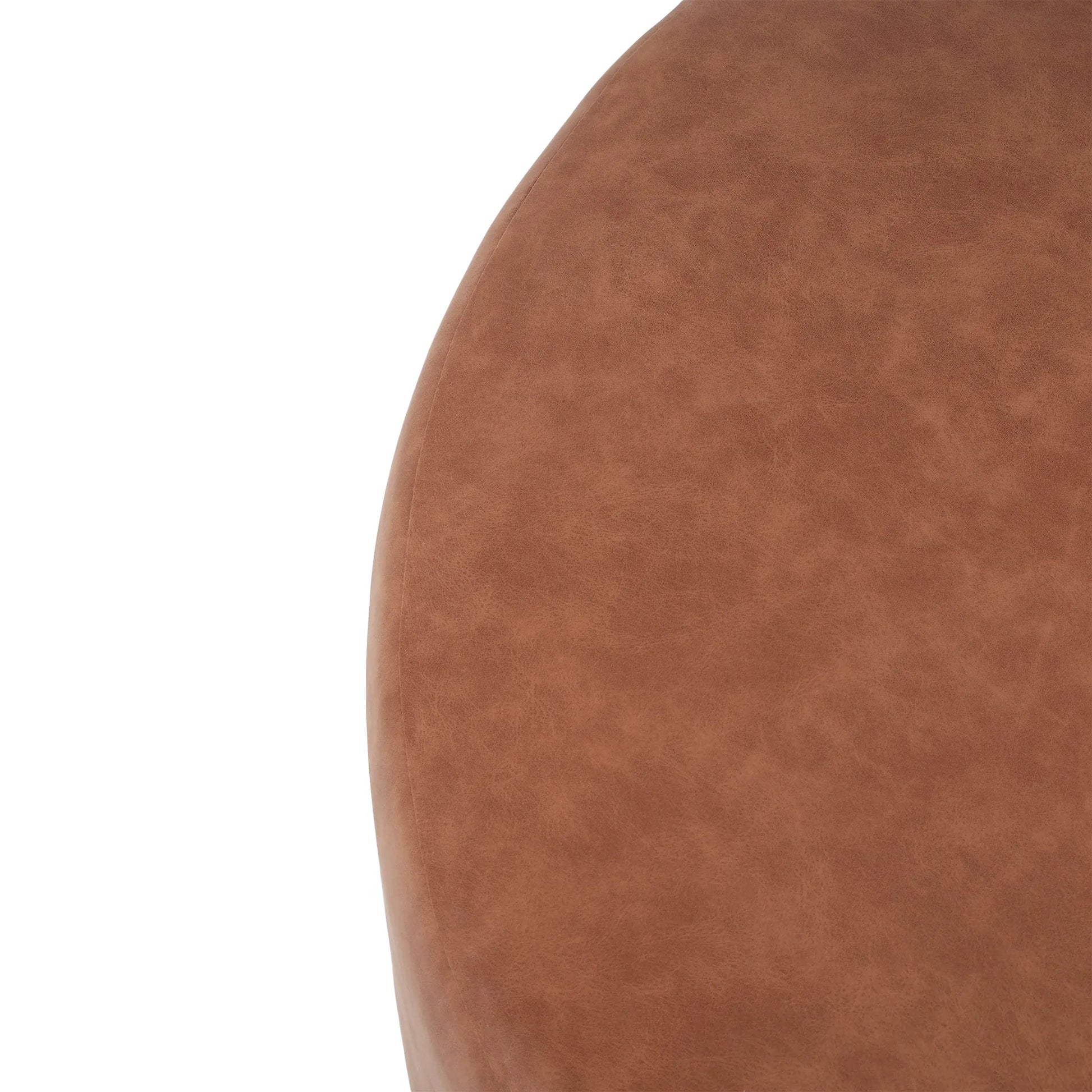 Round Faux Leather Ottoman – Cognac – view 8