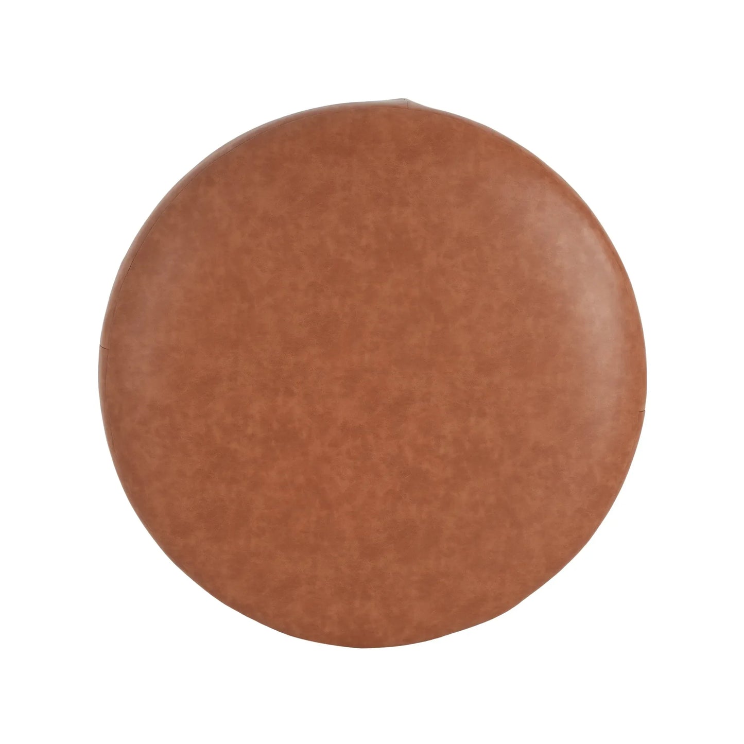 Round Faux Leather Ottoman – Cognac – view 11