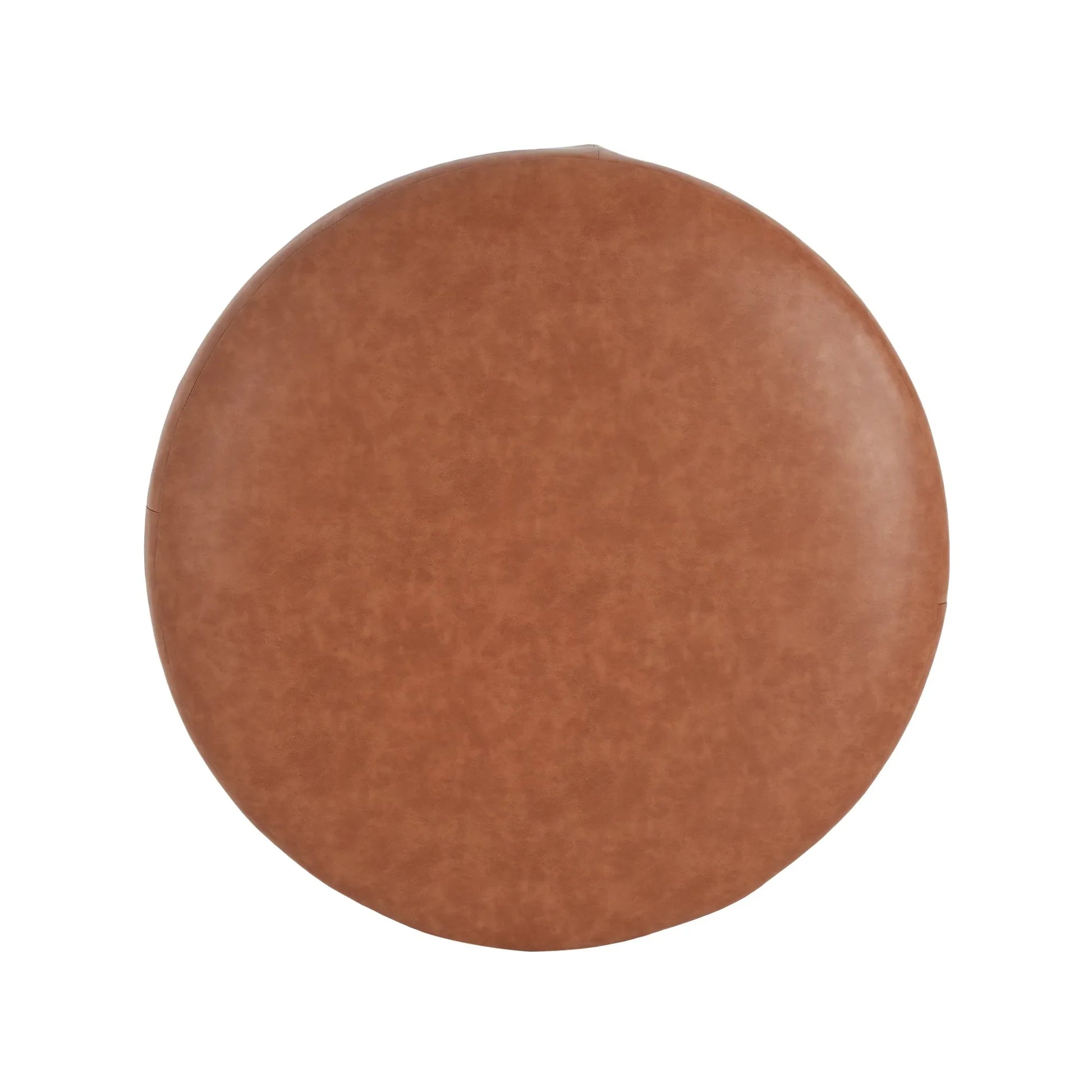 Round Faux Leather Ottoman – Cognac – view 11