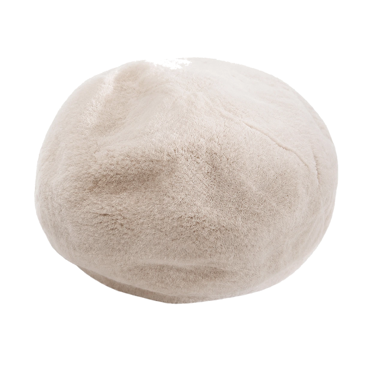 Creamy Ivory genuine Rex rabbit fur beret, front product view