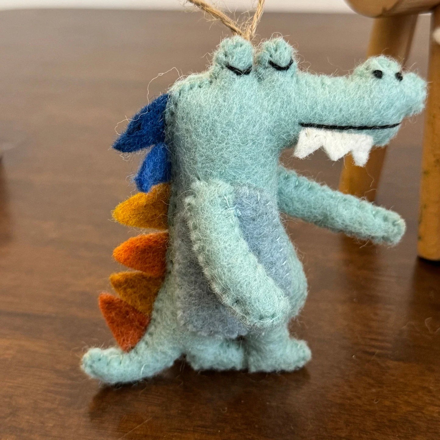 Blue Crocodile handmade wool felt keychain and bag charm