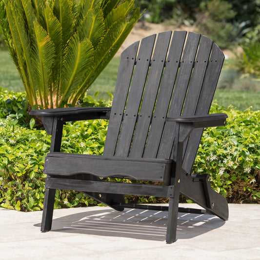 Acacia Wood Adirondack Chair – Dark Gray – view 1