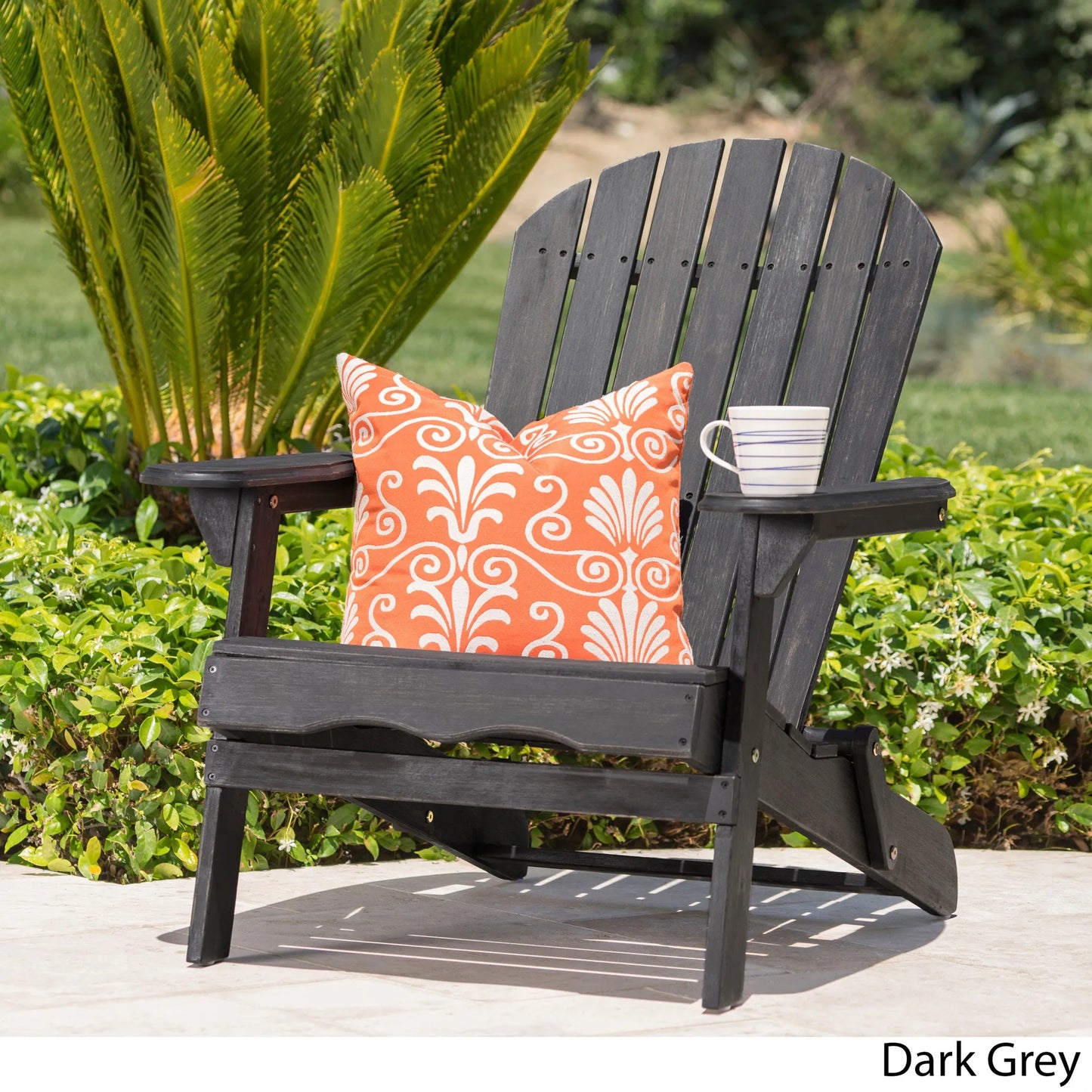 Acacia Wood Adirondack Chair – Dark Gray – view 2
