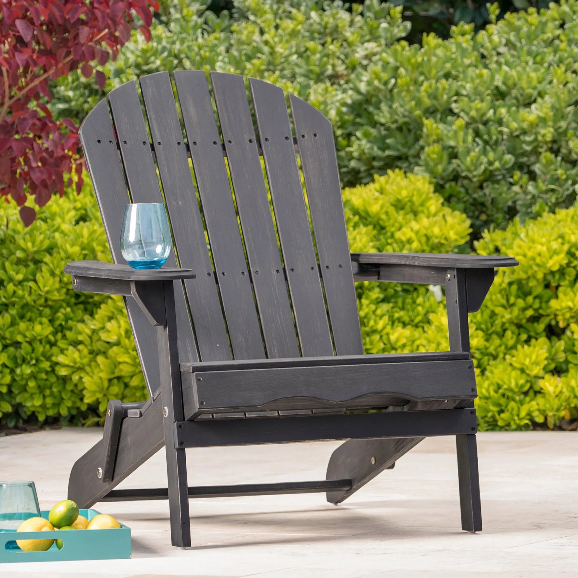 Acacia Wood Adirondack Chair – Dark Gray – view 3