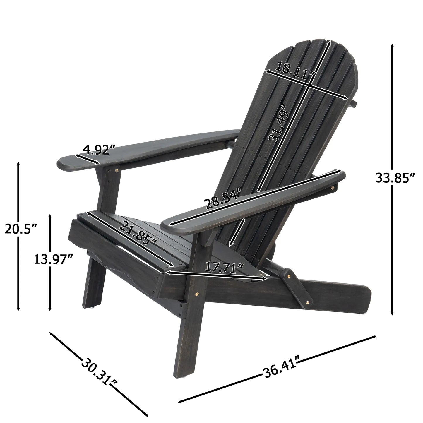 Acacia Wood Adirondack Chair – Dark Gray – view 5