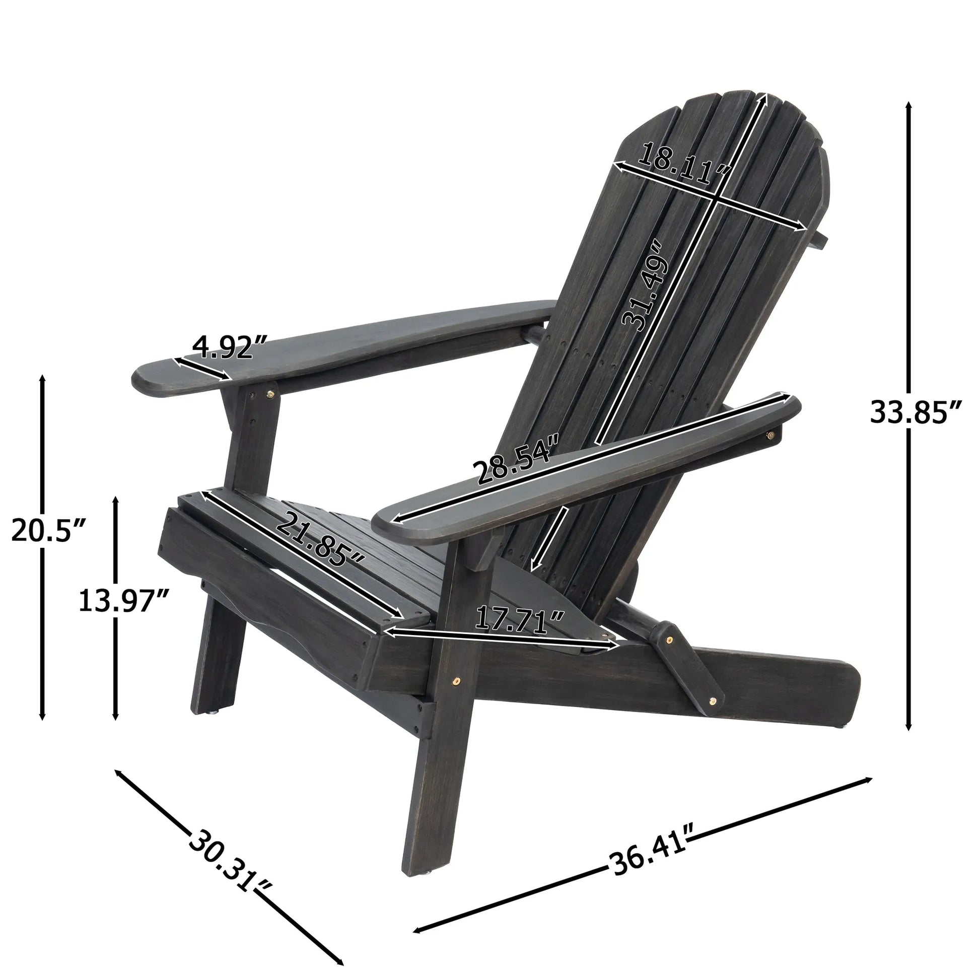 Acacia Wood Adirondack Chair – Dark Gray – view 5