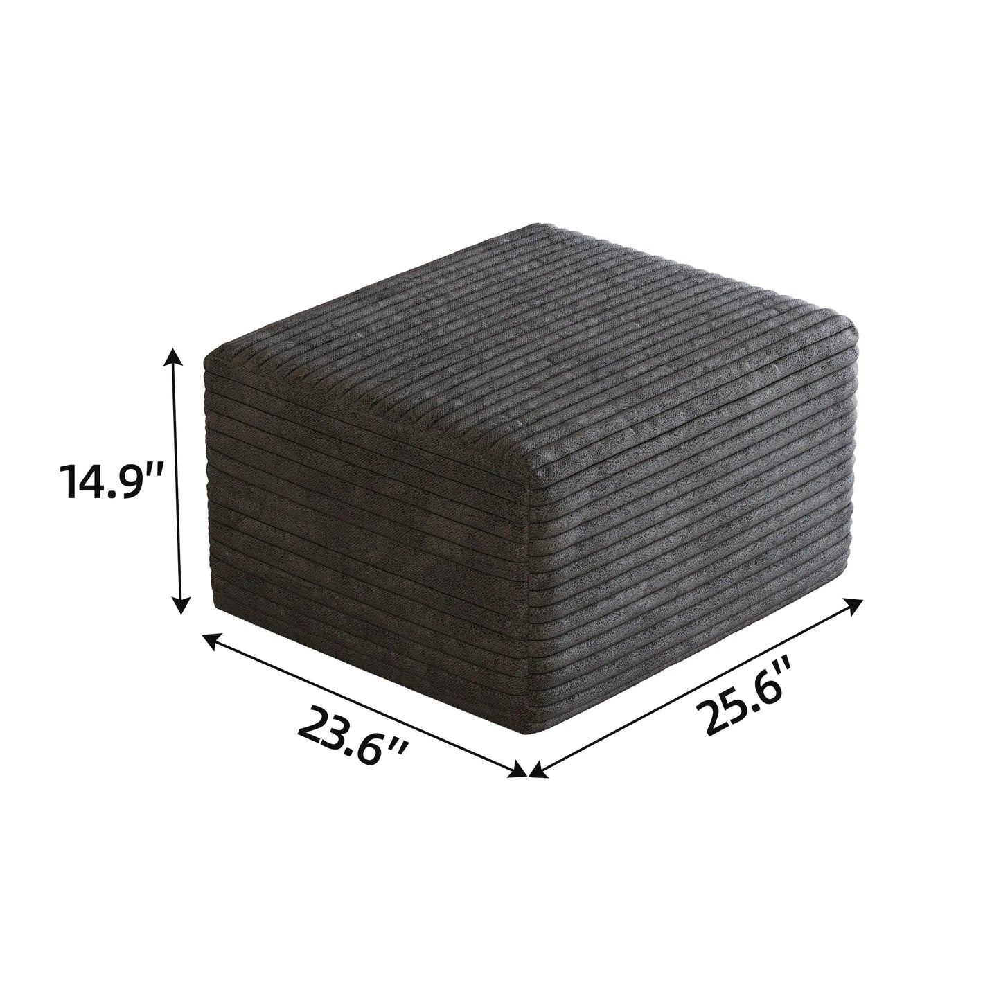 Corduroy Cube Ottoman, No Assembly Required – Dark Gray – view 5