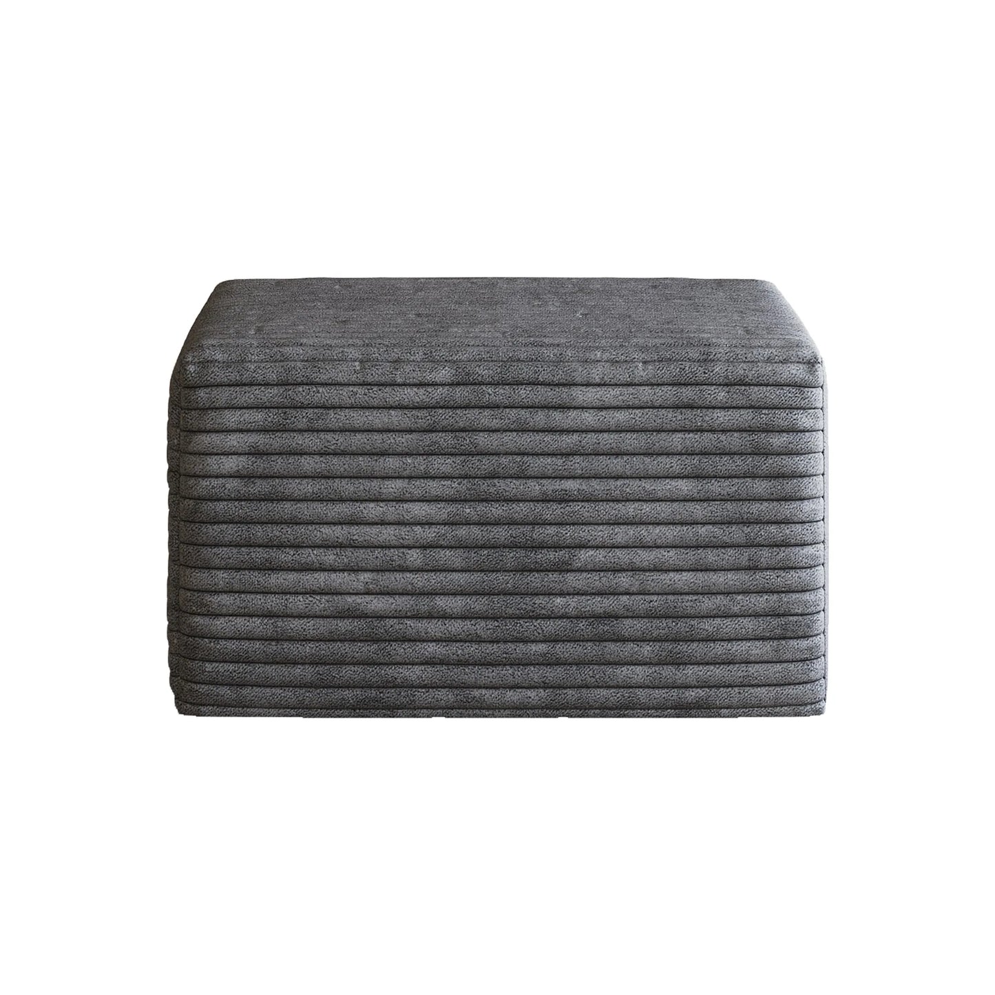 Corduroy Cube Ottoman, No Assembly Required – Dark Gray – view 6