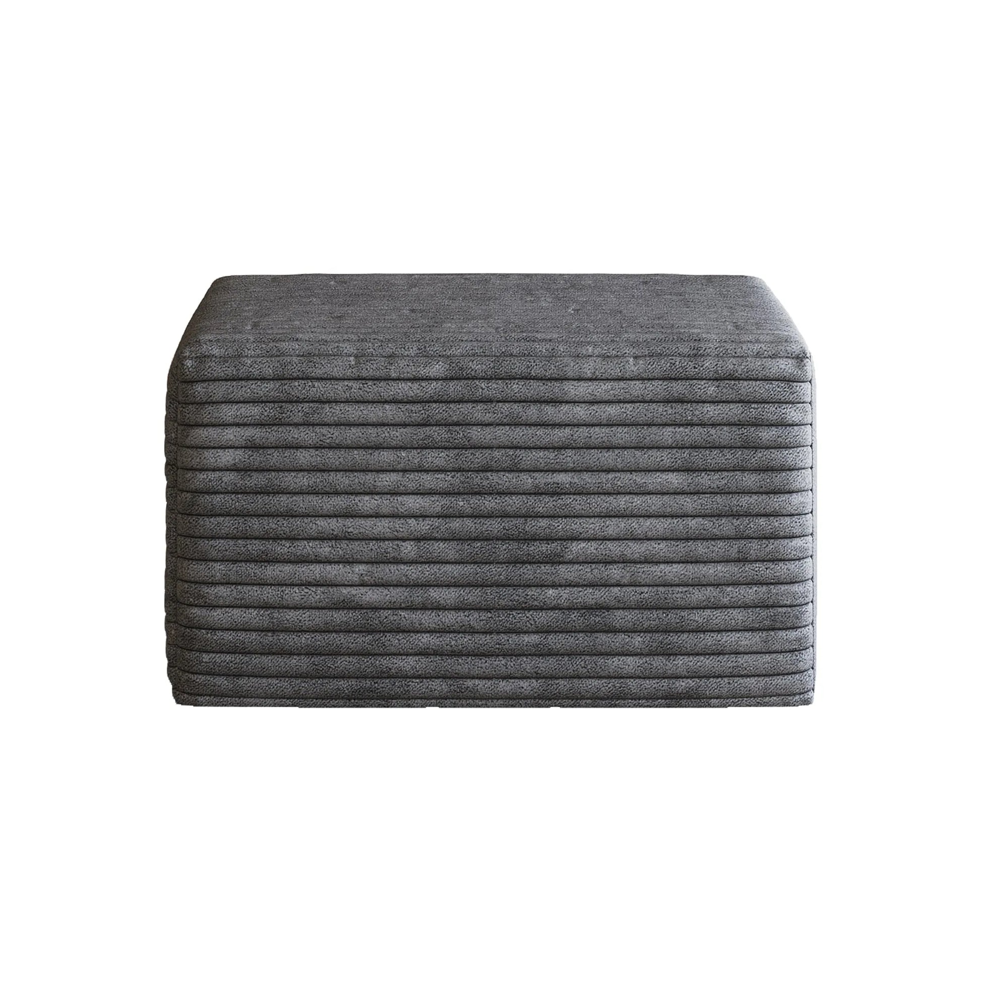 Corduroy Cube Ottoman, No Assembly Required – Dark Gray – view 6