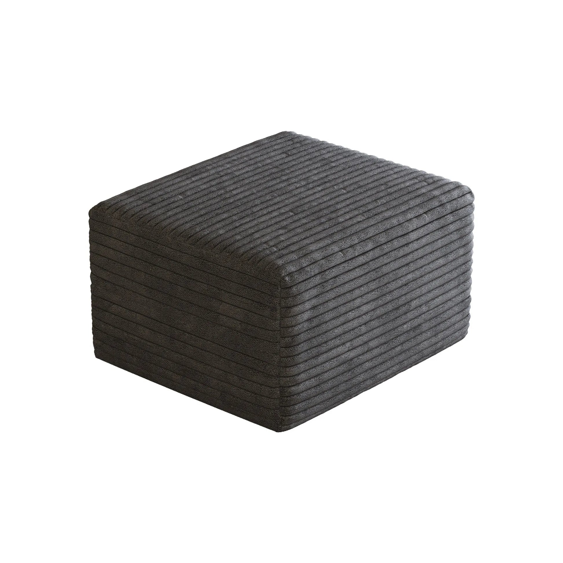 Corduroy Cube Ottoman, No Assembly Required – Dark Gray – view 7