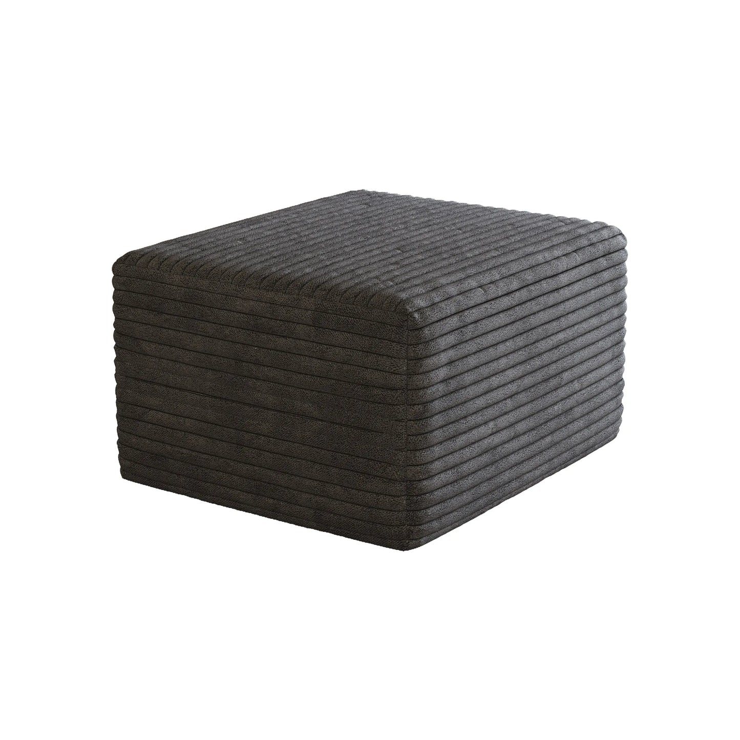 Corduroy Cube Ottoman, No Assembly Required – Dark Gray – view 8