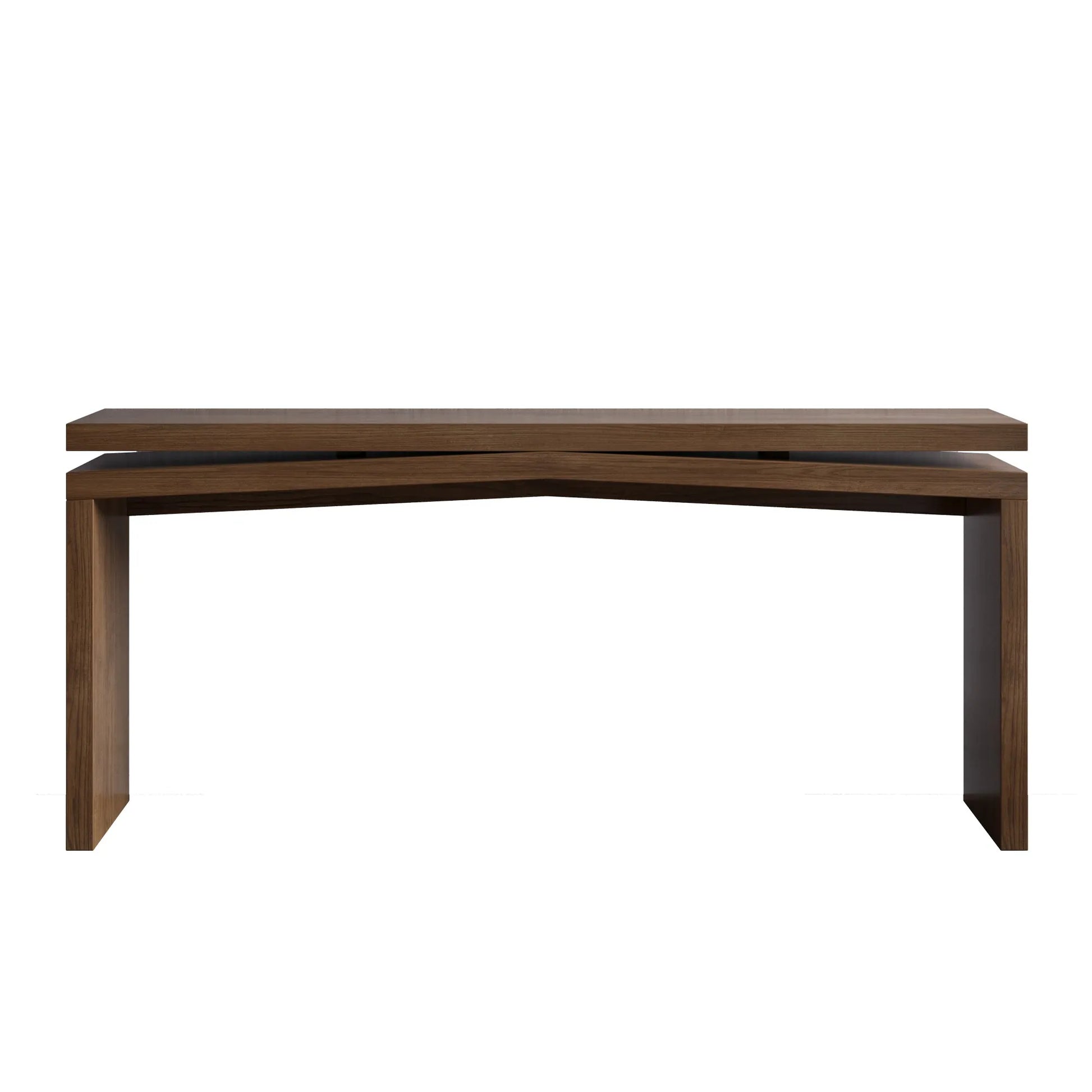 65-Inch Solid Wood Veneer Console Table – Deep Rustic Brown – view 9