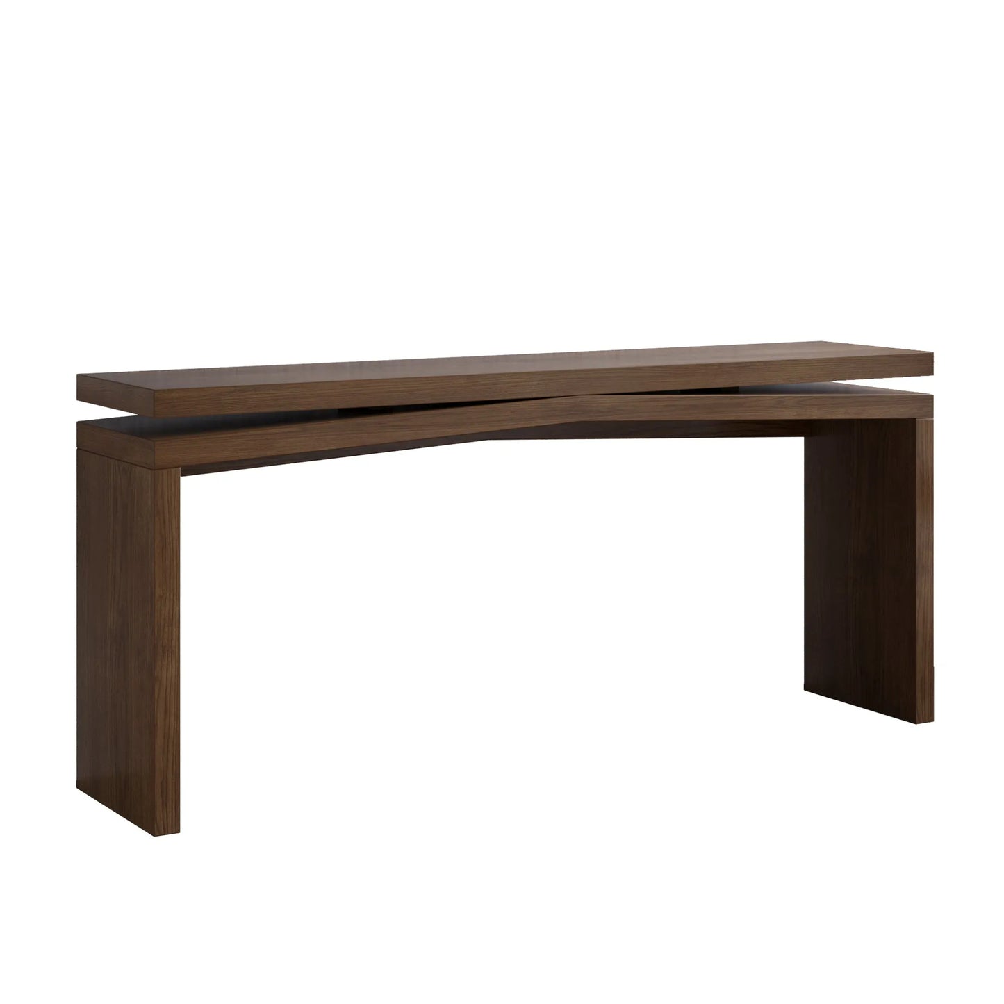 65-Inch Solid Wood Veneer Console Table – Deep Rustic Brown – view 10