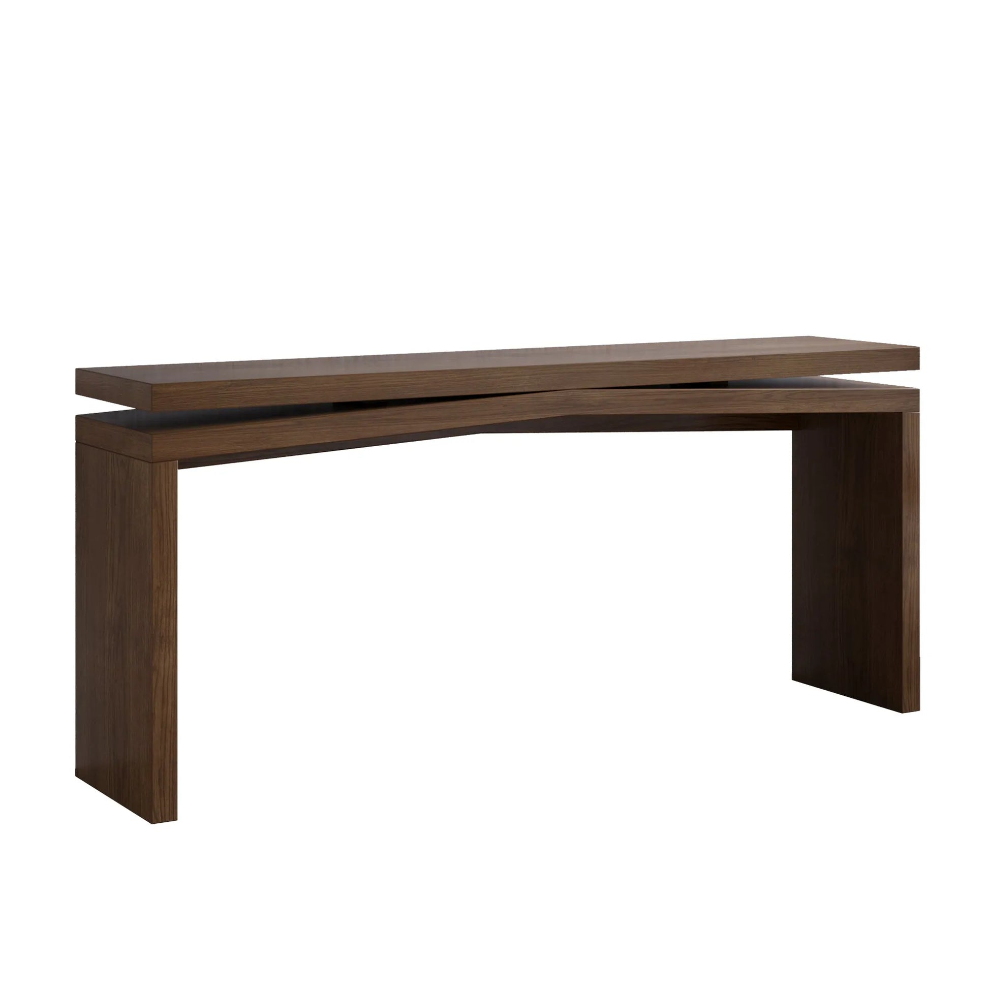65-Inch Solid Wood Veneer Console Table – Deep Rustic Brown – view 10