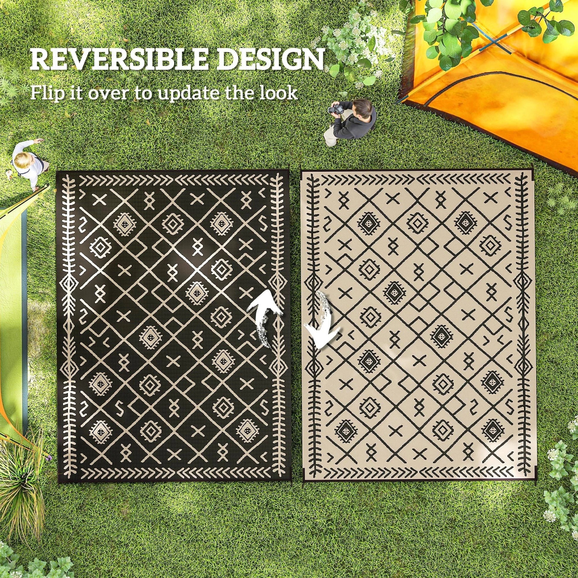 Easy to Carry Outdoor Rug,Patio Rug,Reversible Outdoor Rug, Waterproof Plastic Straw with Carry Bag