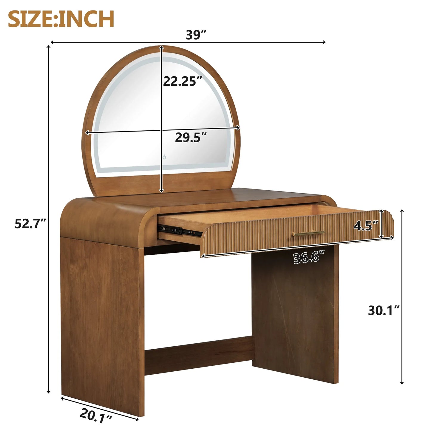 39-Inch Makeup Vanity with Touch-Screen Lighted Mirror – Espresso – view 9