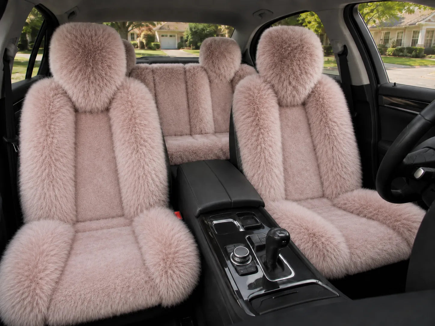 Dusty Mauve genuine Australian sheepskin car seat cover, five-seat set