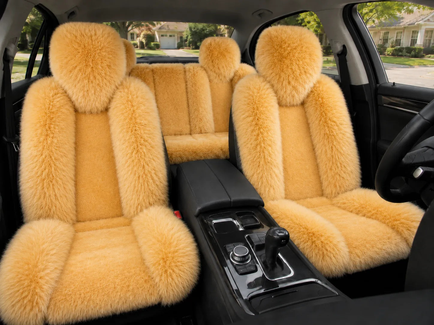 Khaki Gold genuine Australian sheepskin car seat cover, five-seat set