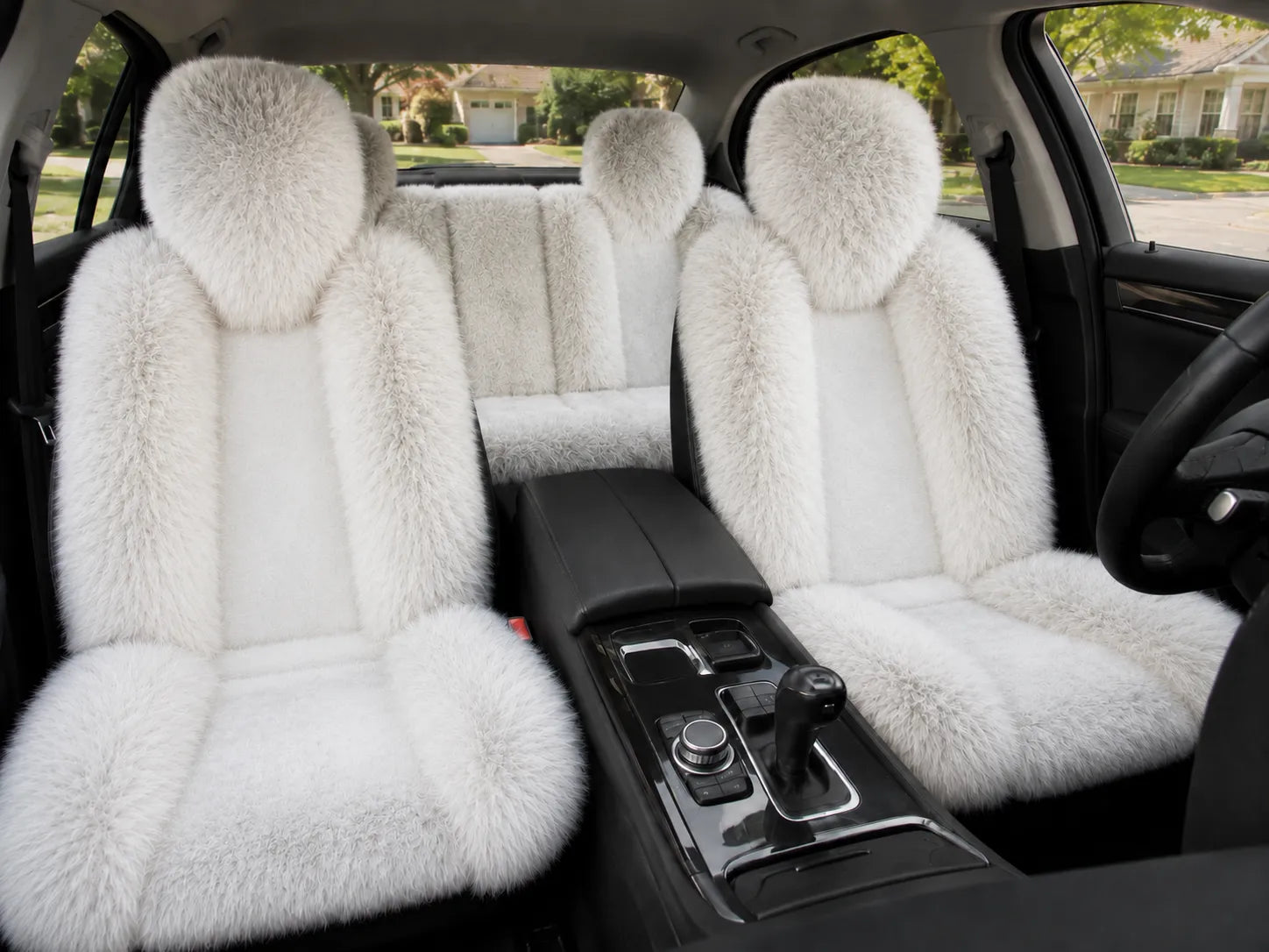 Silver Gray genuine Australian sheepskin car seat cover, five-seat set