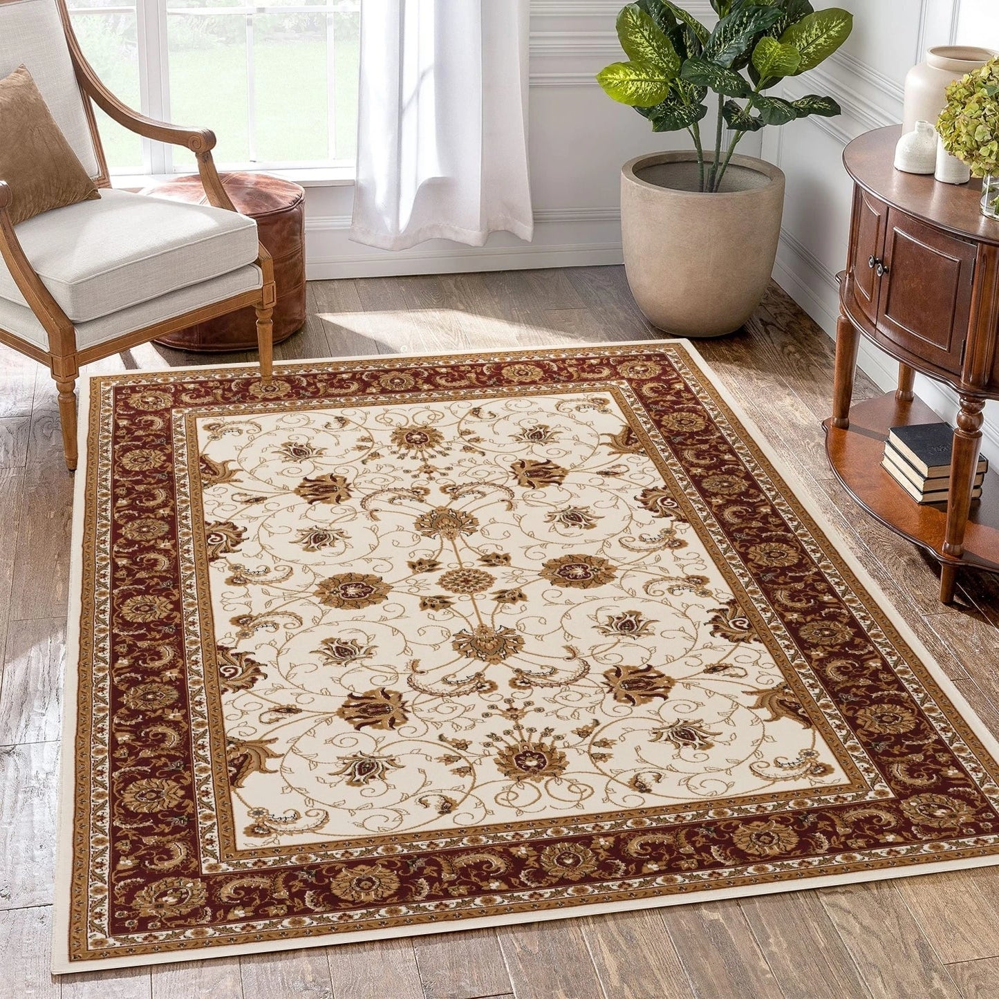 Manchester Herati Floral Area Rug - Ivory - 5'3" x 7'3" - room scene