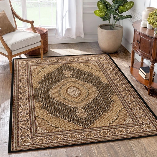 Manchester Diamond Medallion Area Rug - Black - 5'3" x 7'3" - room scene