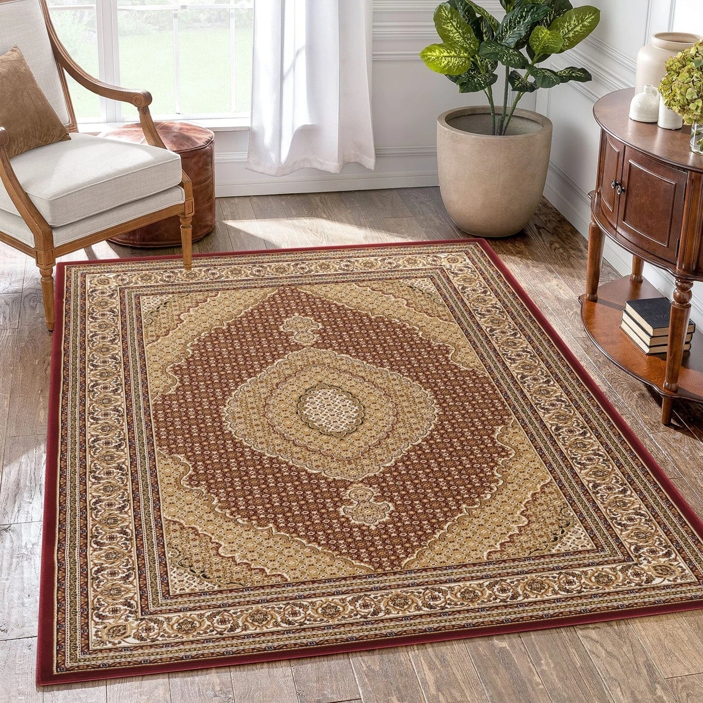 Manchester Diamond Medallion Area Rug - Red - 5'3" x 7'3" - room scene
