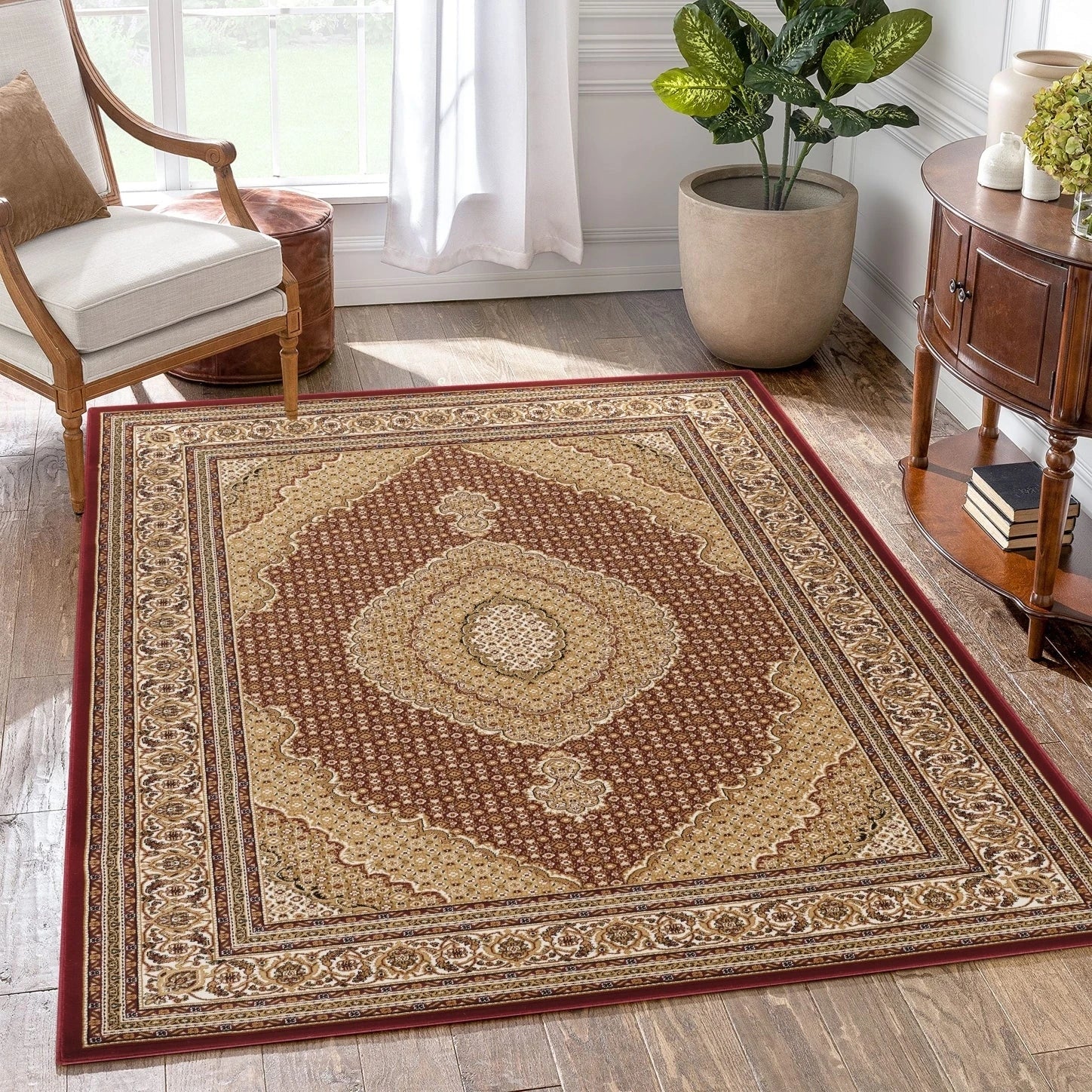 Manchester Diamond Medallion Area Rug - Red - 5'3" x 7'3" - room scene