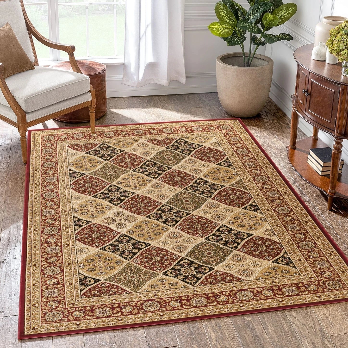 Manchester Lattice Medallion Area Rug - Red - 5'3" x 7'3" - room scene