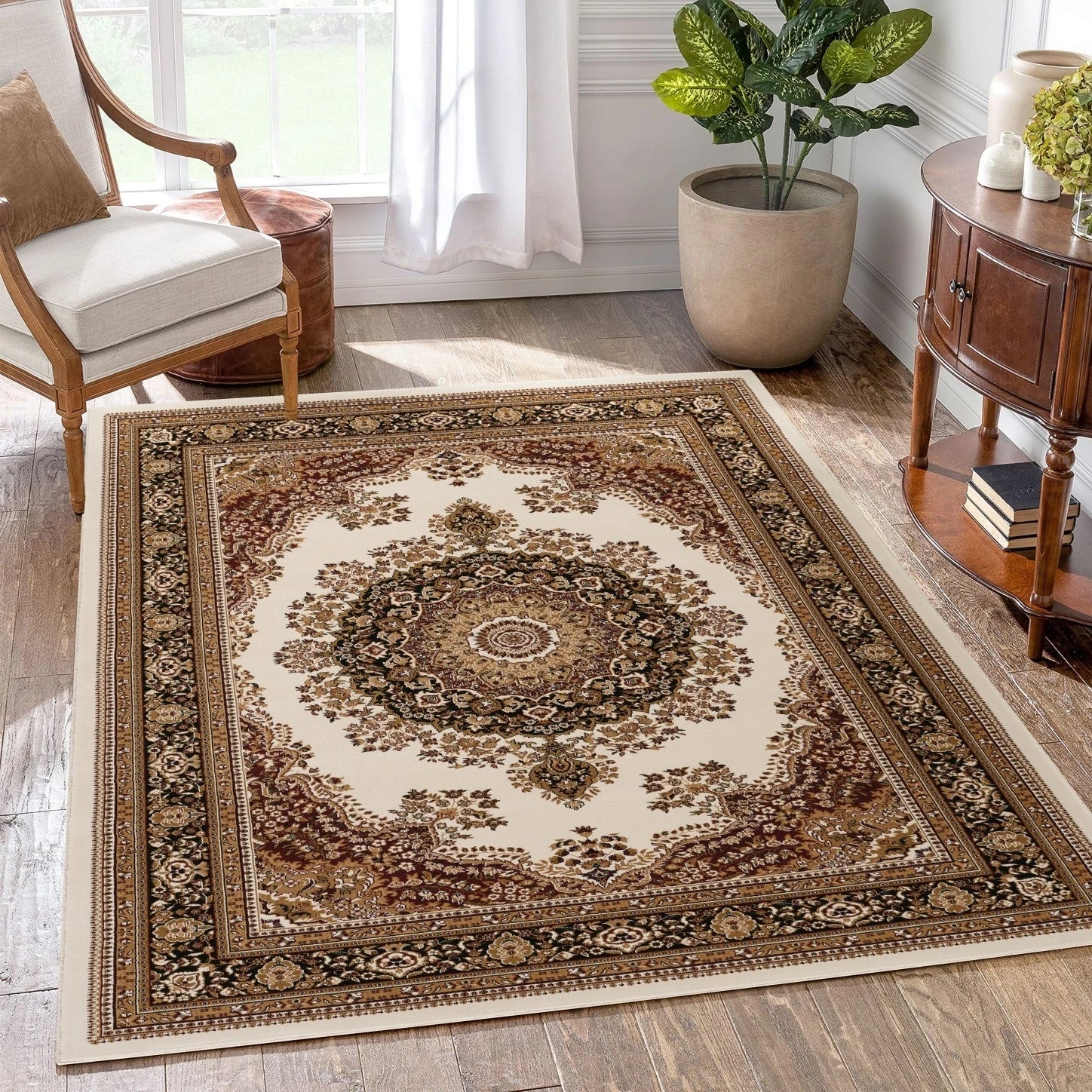 Manchester Center Medallion Area Rug - Ivory - 5'3" x 7'3" - room scene