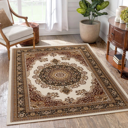 Manchester Center Medallion Area Rug - Ivory - 5'3" x 7'3" - room scene