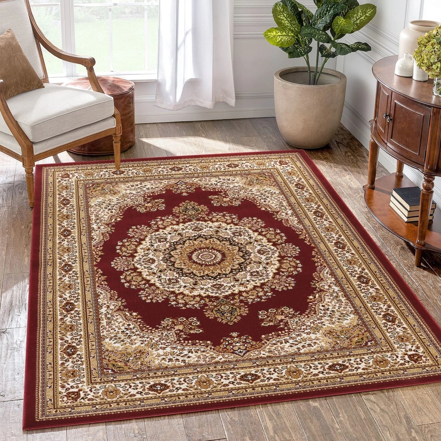 Manchester Center Medallion Area Rug - Red - 5'3" x 7'3" - room scene