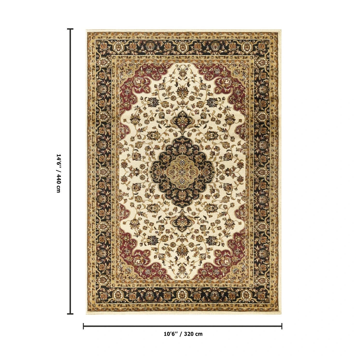 Classic Ornate Center Medallion Area Rug - Cream - 10'6" x 14'6" - product detail