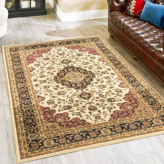 Classic Ornate Center Medallion Area Rug - Cream - 7'10" x 10'3" - room scene