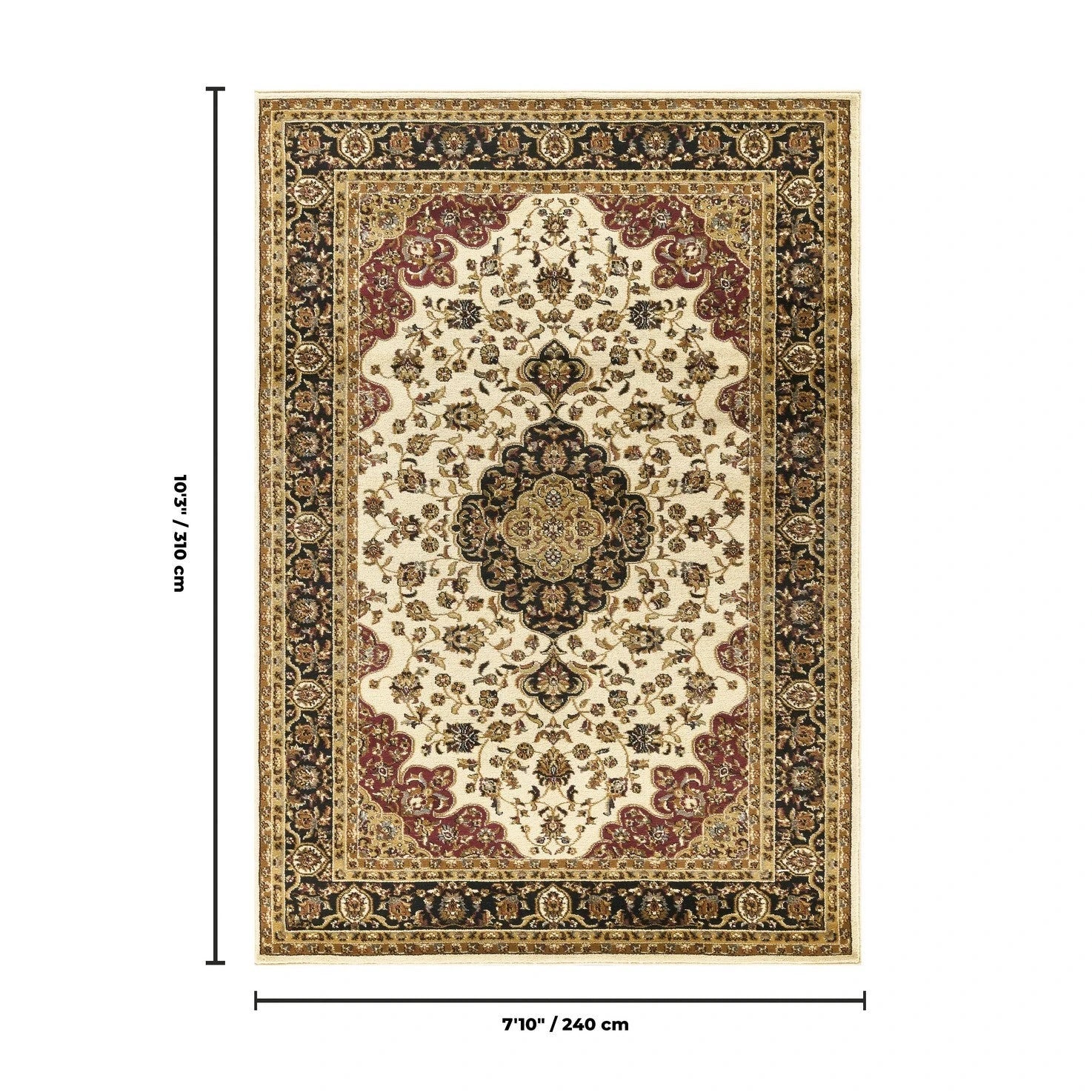 Classic Ornate Center Medallion Area Rug - Cream - 7'10" x 10'3" - product detail