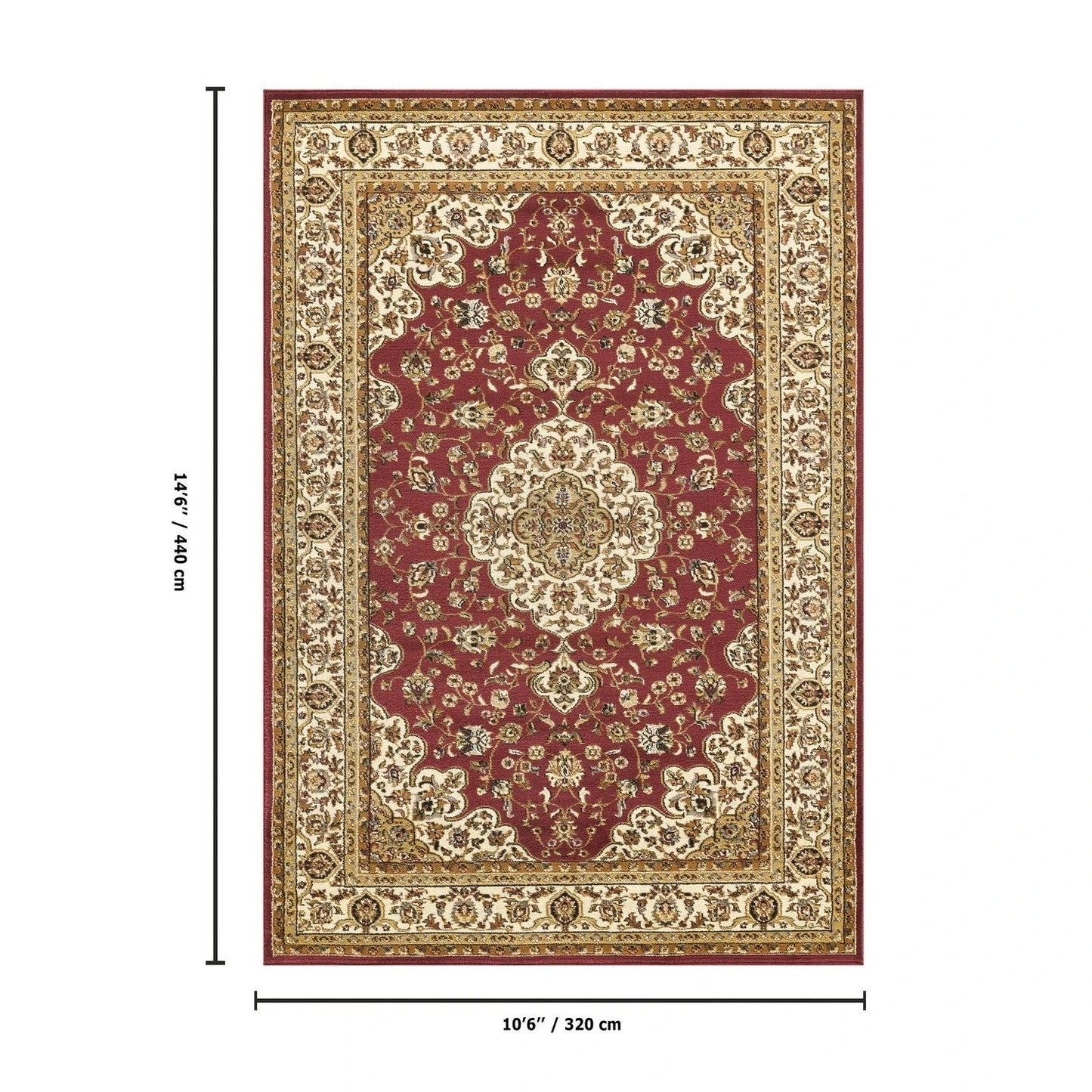 Classic Floral Medallion Area Rug - Red - 10'6" x 14'6" - product detail