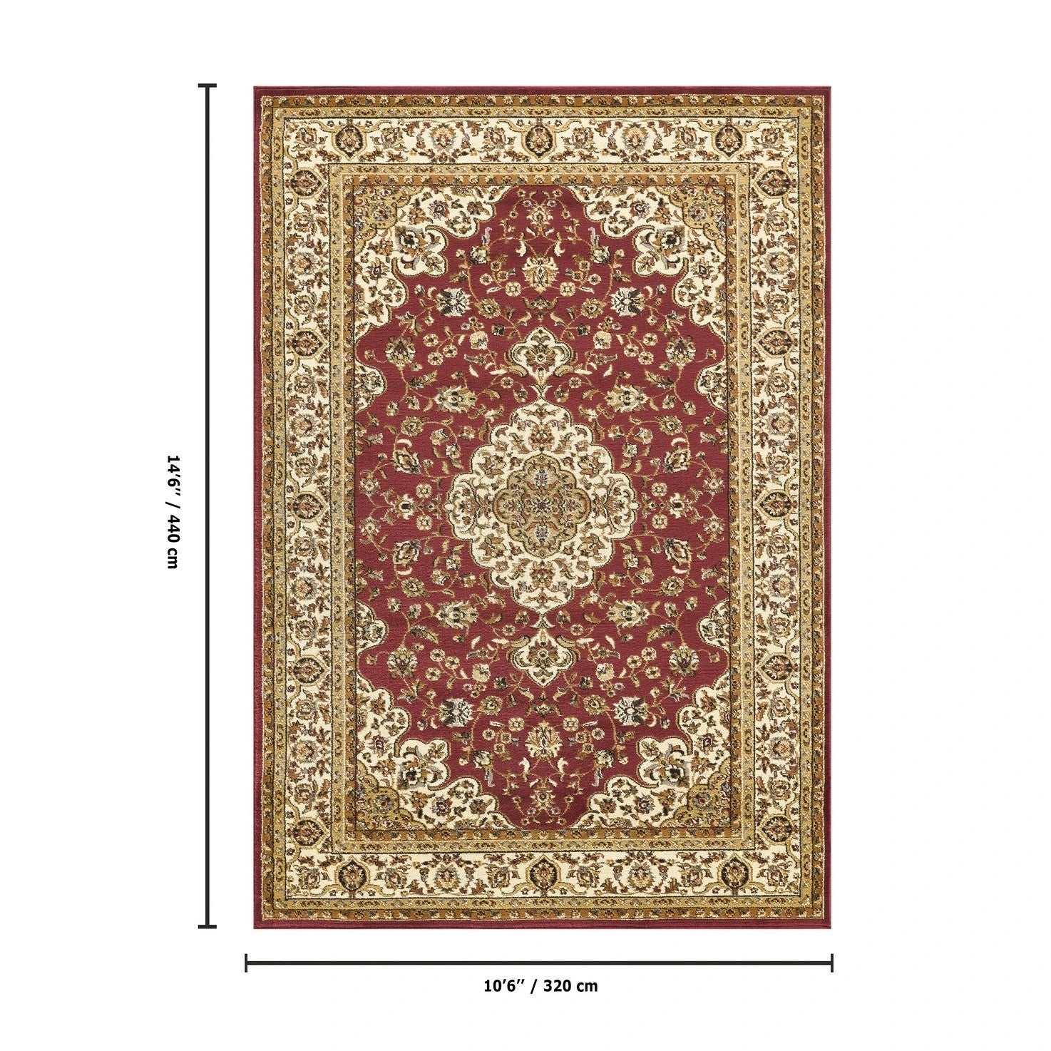 Classic Floral Medallion Area Rug - Red - 10'6" x 14'6" - product detail