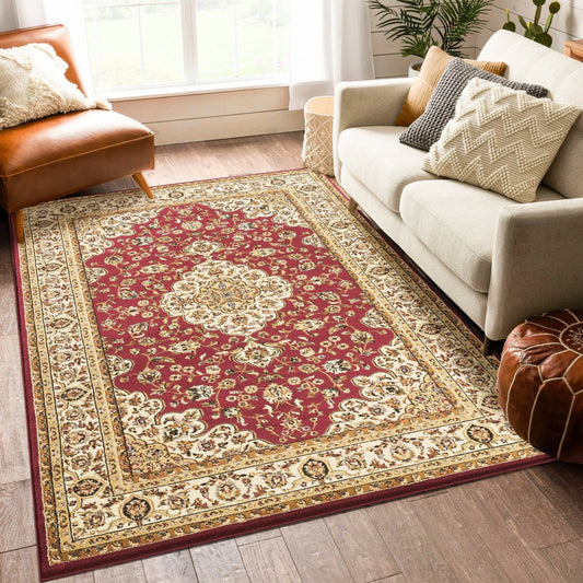 Classic Floral Medallion Area Rug - Red - 5'3" x 7'3" - room scene