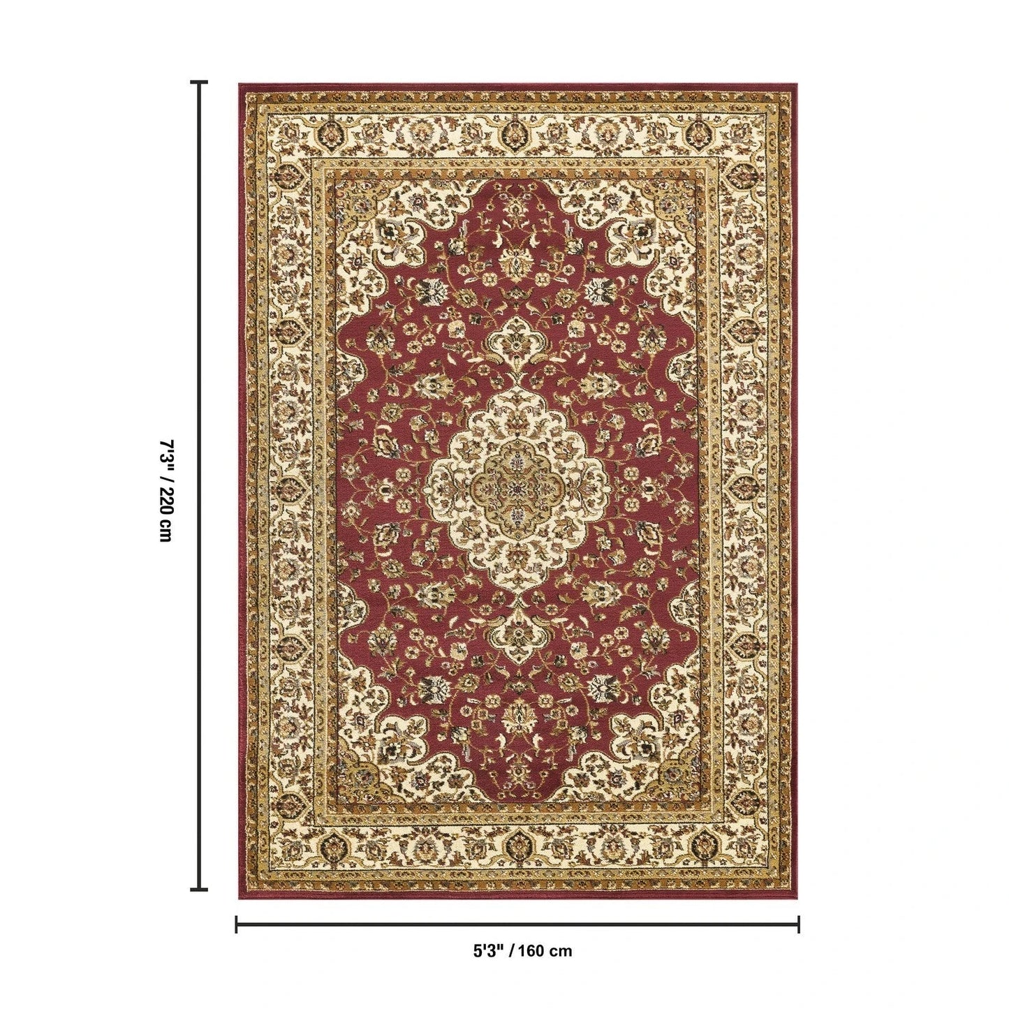 Classic Floral Medallion Area Rug - Red - 5'3" x 7'3" - product detail