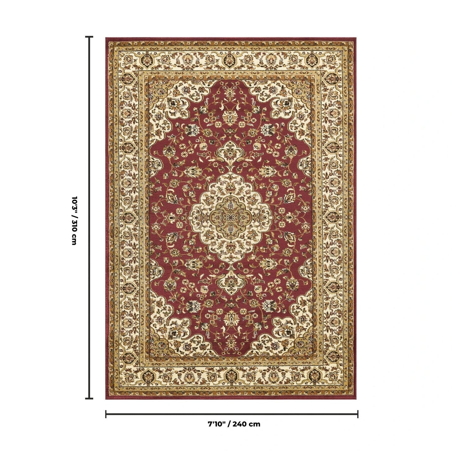Classic Floral Medallion Area Rug - Red - 7'10" x 10'3" - product detail