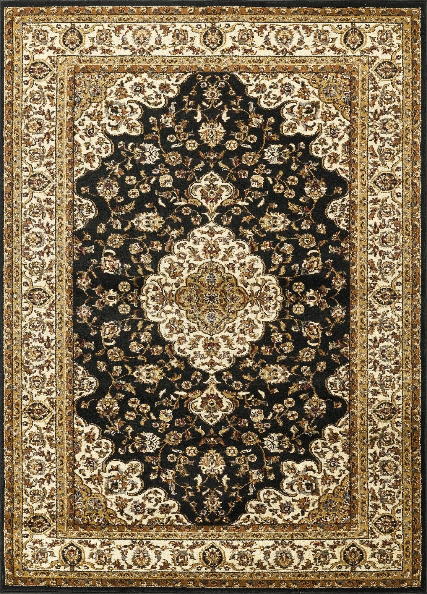Classic Floral Medallion Area Rug - Black - 5'3" x 7'3" - product detail