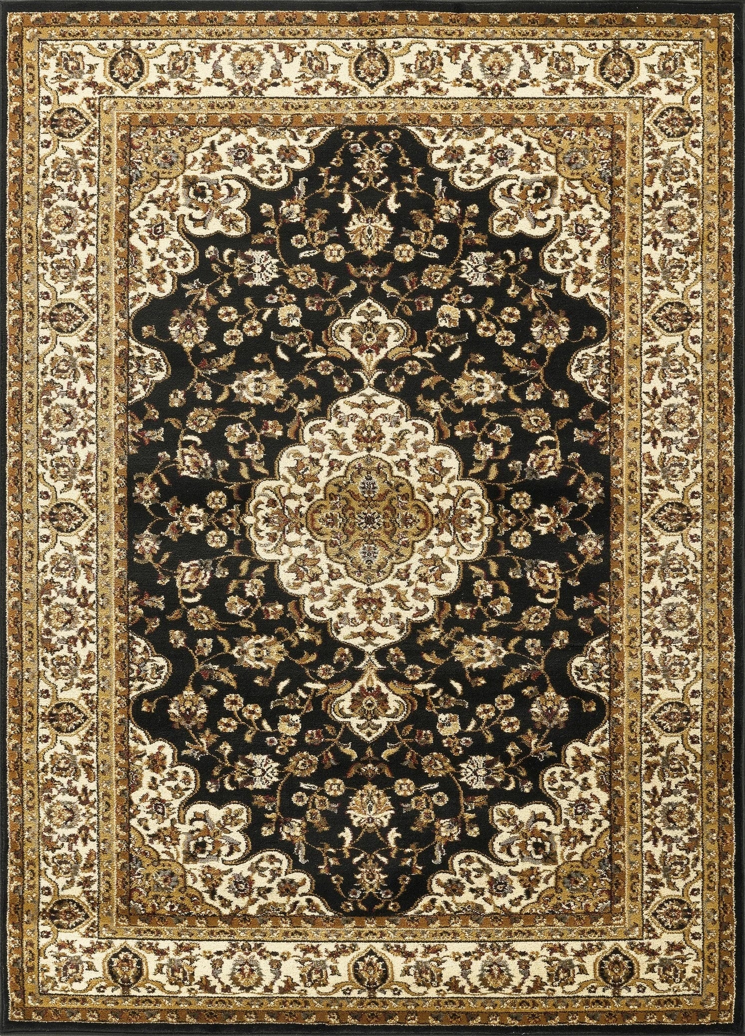 Classic Floral Medallion Area Rug - Black - 5'3" x 7'3" - product detail