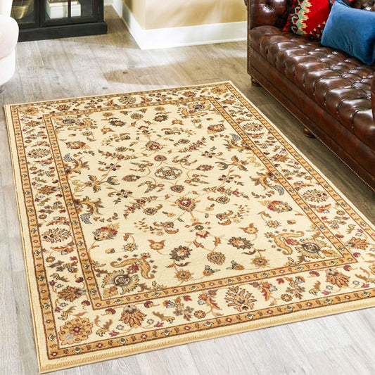 Classic Botanical Border Area Rug - Cream - 5'3" x 7'3" - room scene